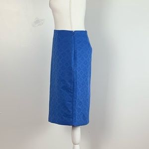 Blue mid knee pencil skirt